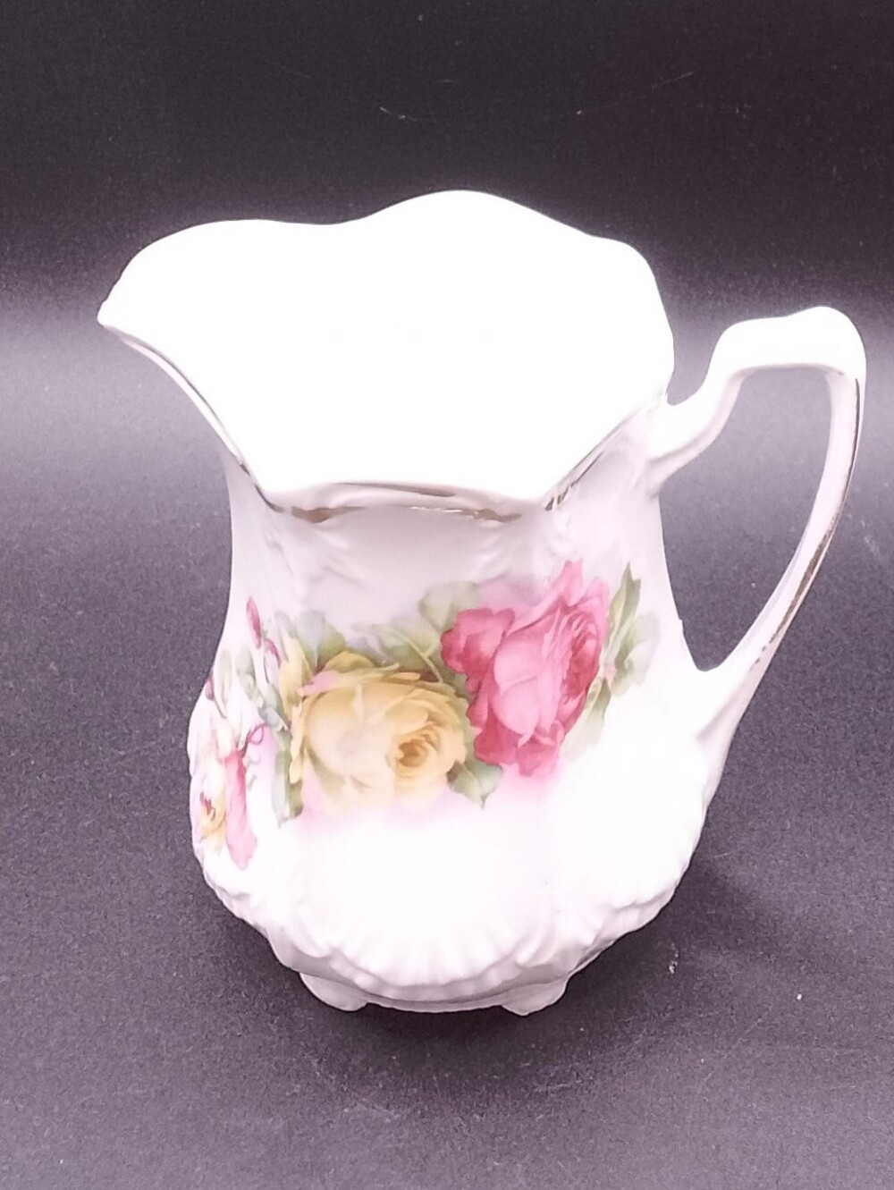 Bavarian Porcelain Germany Transferware Roses Creamer Detail